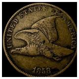 1858 Copper-Nickel Flying Eagle Cent NEARLY UNCIRC