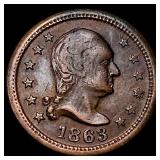 1863 Copper 1 Medal Token UNCIRCULATED