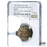 1923 Costa Rica Silver 50 Centavos NGC AU55