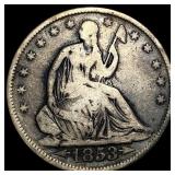 1853 Arrows Seated Liberty Half Dollar LIGHTLY CIR