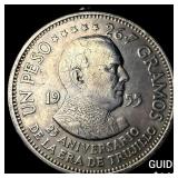 1955 Dominican Republic Silver 1 Peso ex jewelry C
