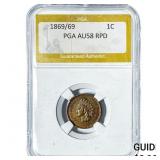 1869/69 Indian Head Cent PGA AU58 RPD