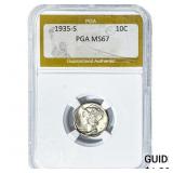 1935-S Mercury Silver Dime PGA MS67