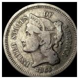 1865 Nickel Three-Cent Piece NEARLY UNCIRCULATED