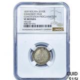 1839 Bolivia Silver Constitution Medal NGC VF Deta