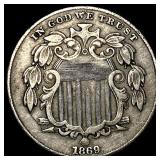 1869 Shield Nickel NEARLY UNCIRCULATED