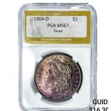 1904-O Morgan Silver Dollar PGA MS67 Toned