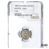 1866 Colombia Silver Decimo NGC F15