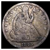 1843 Silver Half Dollar (Seated Liberty) LIGHTLY C