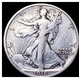 1916-S Silver Walking Liberty Half Dollar ABOUT UN