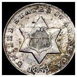 1853 Silver Three-Cent Piece LIGHTLY CIRCULATED