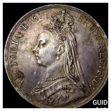 1889 Great Britain Queen Victoria Silver 1 Crown H