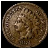 1874 Indian Head Cent NICELY CIRCULATED