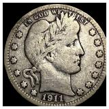 1911-D Silver Barber Quarter LIGHTLY CIRCULATED
