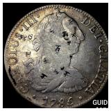 1785 Colonial Spain Silver 8 Reales Chop Marked! H