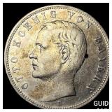 1902 Germany, Bavaria Silver 5 Marks CHOICE AU