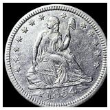 1854 Arrows Seated Liberty Quarter CLOSELY UNCIRCU