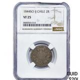 1844 Chile Silver 2 Reales NGC VF25