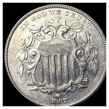 1867 Shield Nickel CLOSELY UNCIRCULATED