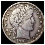 1907-D Silver Barber Half Dollar NEARLY UNCIRCULAT