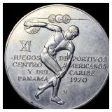 1970 Panama Silver 5 Balboas CLOSELY UNCIRCULATED