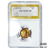1917-D Wheat Cent PGA MS66 RB