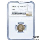 1803 Colonial Spain Silver 1/2 Real NGC F12