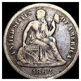 1862-S Silver Seated Liberty Dime LIGHTLY CIRCULAT
