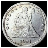 1891 Silver Quarter Dollar (Seated Liberty) UNCIRC