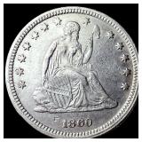1860-S Silver Seated Liberty Quarter CHOICE AU
