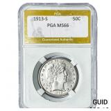 1913-S Barber Half Dollar PGA MS66