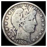 1908-O Silver Barber Half Dollar LIGHTLY CIRCULATE