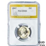 1947 Washington Silver Quarter PGA MS66