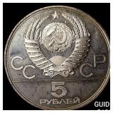 1980 Soviet Union Silver 5 Roubles GEM BU