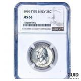 1959 Washington Silver Quarter NGC MS66 Type B Rev