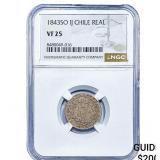 1843-SO Chile Silver 1 Real NGC VF25