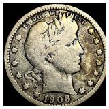 1906-O Silver Barber Quarter NICELY CIRCULATED