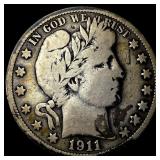 1911-S Silver Barber Half Dollar NEARLY UNCIRCULAT