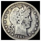 1909-S Silver Barber Quarter NICELY CIRCULATED
