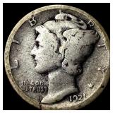 1921 Silver Mercury Dime LIGHTLY CIRCULATED