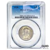 1938 Washington Silver Quarter PCGS MS64