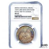 1939 Royal Visit to Canada Silver Medal Toned! NGC