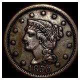 1850 Braided Hair Large Cent NEARLY UNCIRCULATED