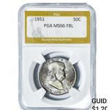 1951 Franklin Half Dollar PGA MS66 FBL