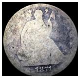 1871 Silver Seated Liberty Dollar NICELY CIRCULATE