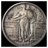 1917-S Silver Standing Liberty Quarter NEARLY UNCI
