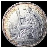 1922 Silver Piastre de Commerce (H) CLOSELY UNCIRC