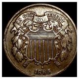 1865 Two-Cent Piece NEARLY UNCIRCULATED