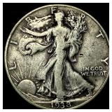 1938-D Silver Walking Liberty Half Dollar NEARLY U