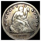 1860-O Silver Seated Liberty Quarter NEARLY UNCIRC